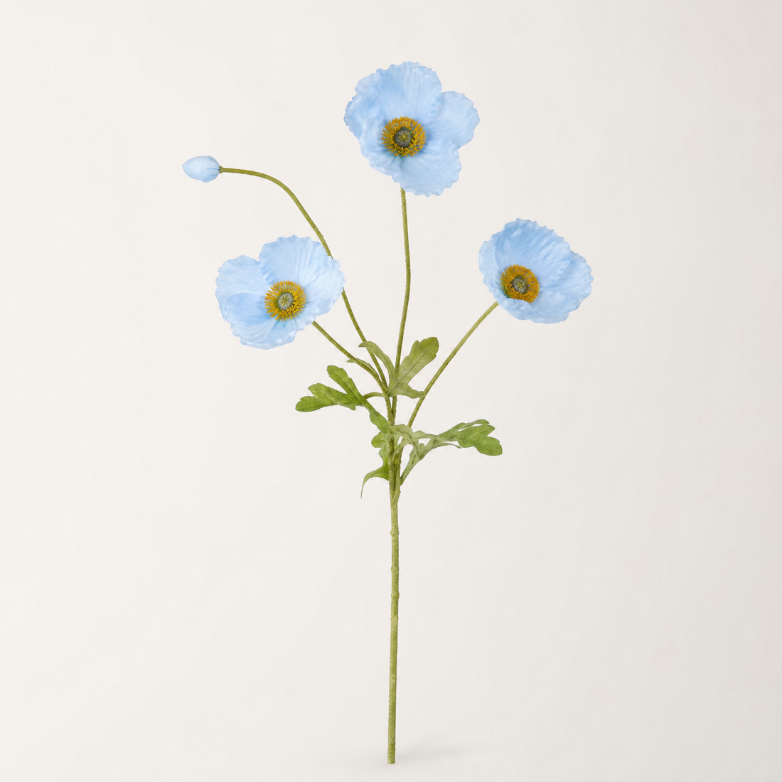 Silk Poppy Stem Faux Flowers – 4 Head Spray for Wedding and Home Decor