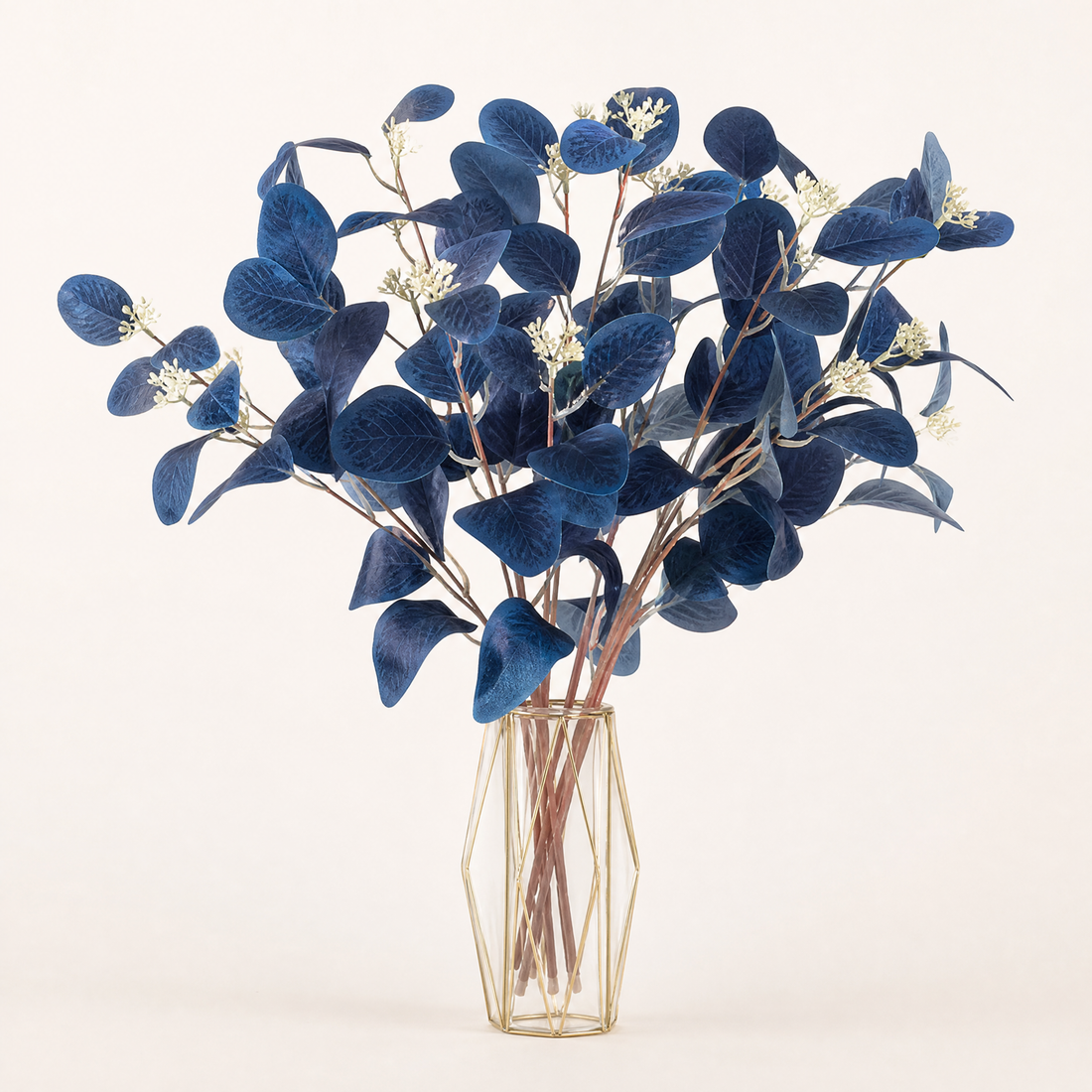 Faux Eucalyptus Stems – Blue Artificial Greenery Spray for Vase and Home Decor
