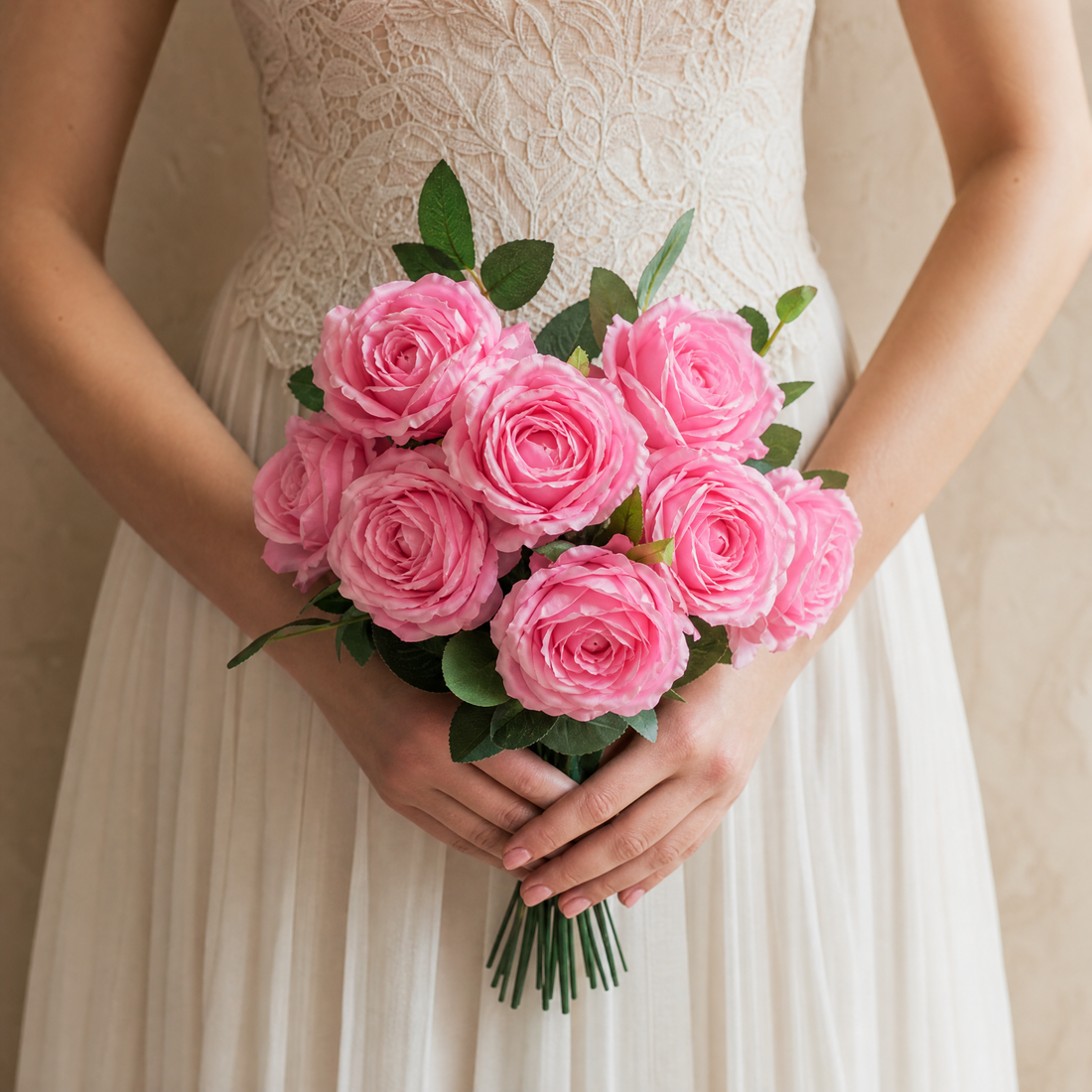 Silk Rose Bouquet 10 Heads – Faux Floral Arrangement for Wedding Home Decor