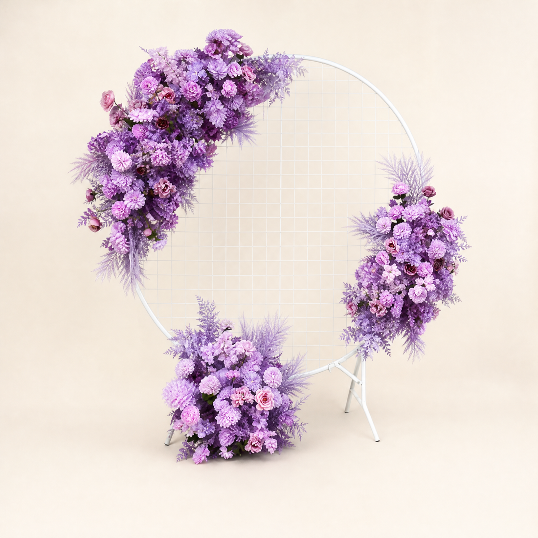 Silk Flower Arch Arrangement – Round Wedding Backdrop Floral Decor Display Stand
