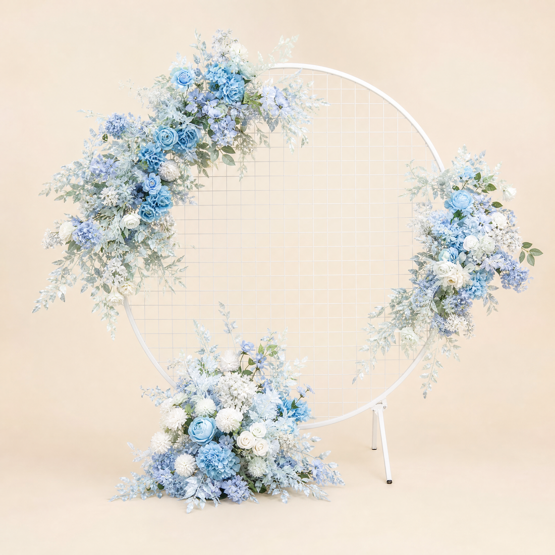 Silk Flower Arch Arrangement – Round Wedding Backdrop Floral Decor Display Stand