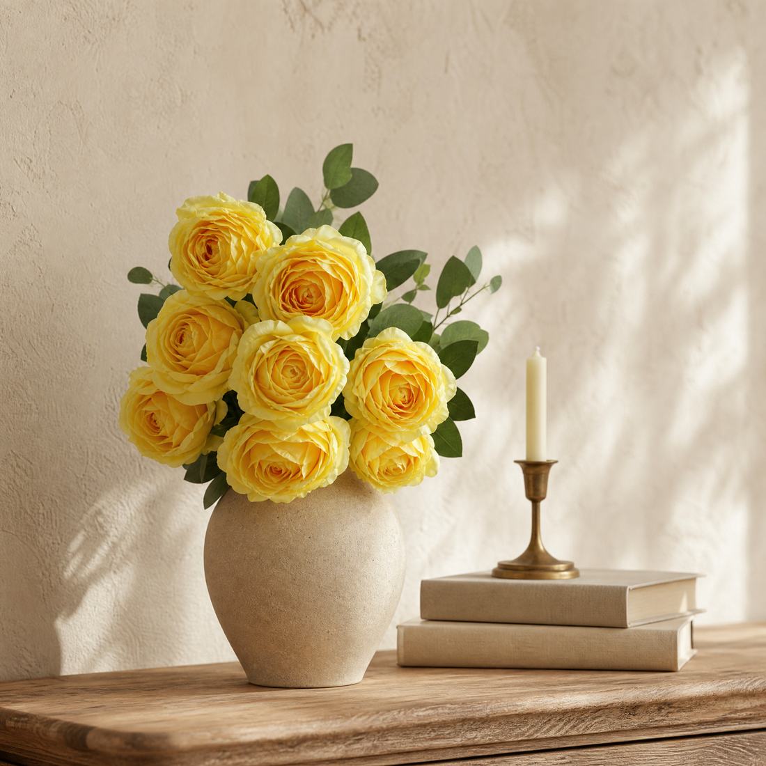 Silk Rose Bouquet 10 Heads – Faux Floral Arrangement for Wedding Home Decor