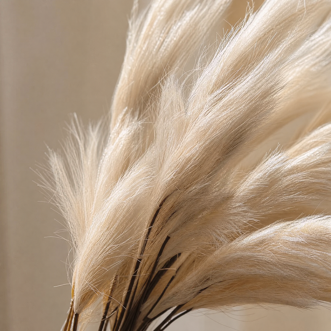 Silk Reed Stems Faux Pampas Bunch – Home Decor Wedding Vase Arrangement 80cm