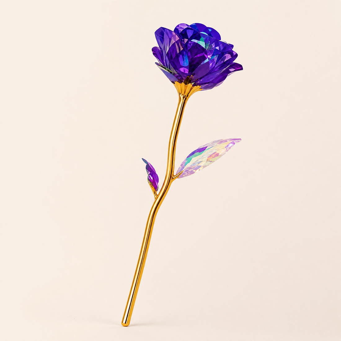 Artificial Crystal Rose – Gold Stem Foil Flower Valentine Anniversary Wedding Gift