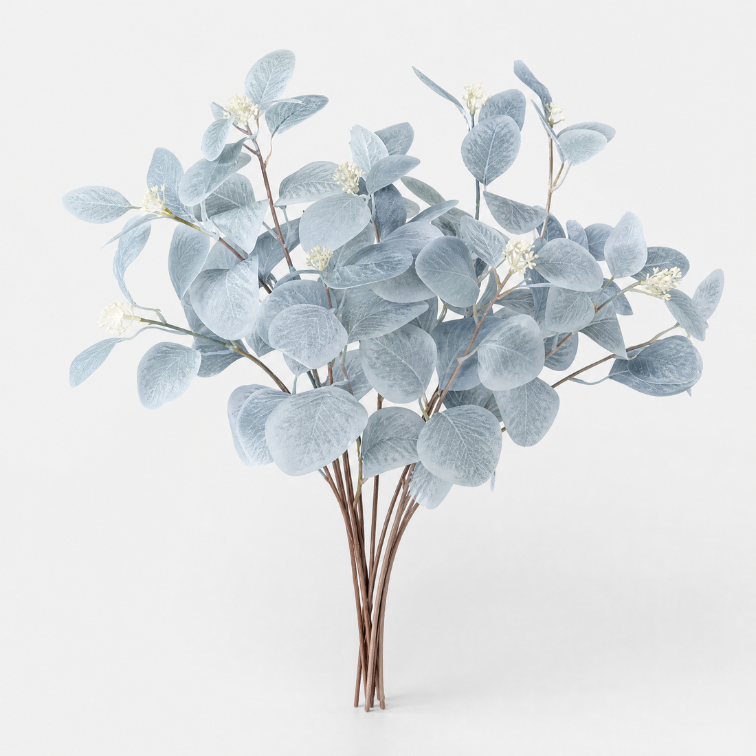Faux Eucalyptus Stems – Blue Artificial Greenery Spray for Vase and Home Decor