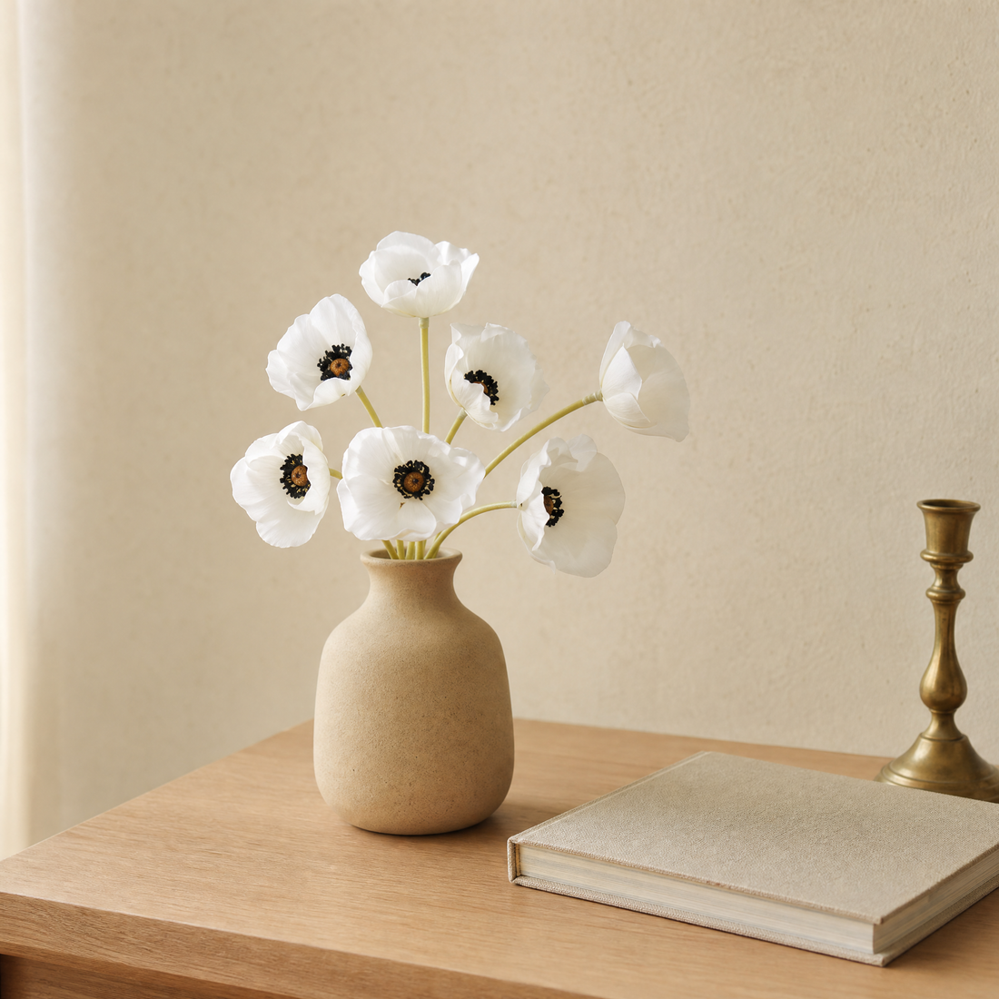 Faux Poppy Bouquet – PU Artificial Flowers for Wedding, Bridal, Home Decor