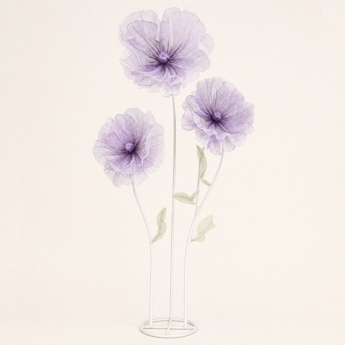 Giant Faux Poppy Floor Arrangement – Mesh Silk Flower Wedding Event Display Decor