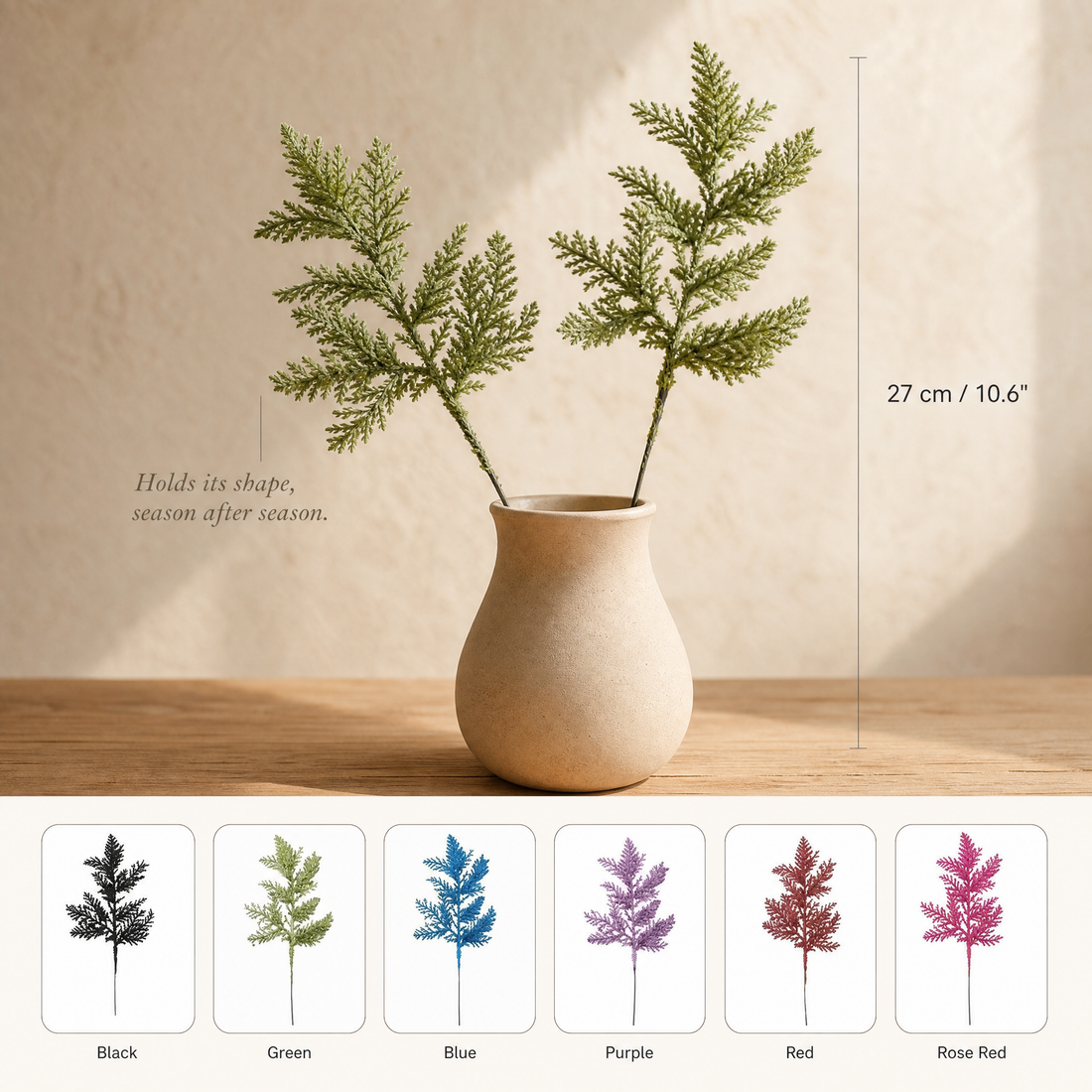 Faux Glitter Pine Branch Picks – Christmas Tree Wreath Stems Holiday Decoration