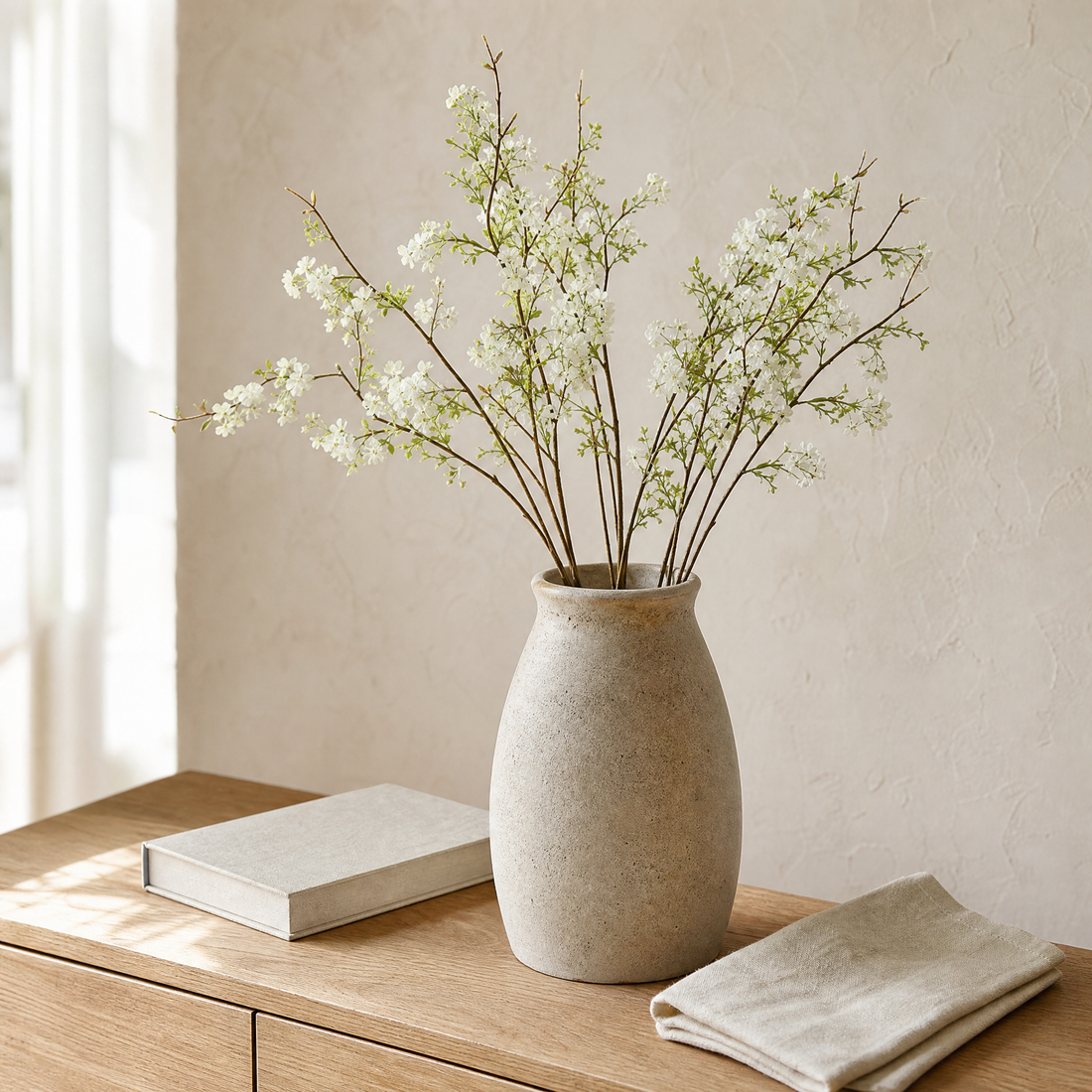 Artificial Plum Blossom Stem – Faux Silk Branch for Living Room Vase Arrangement
