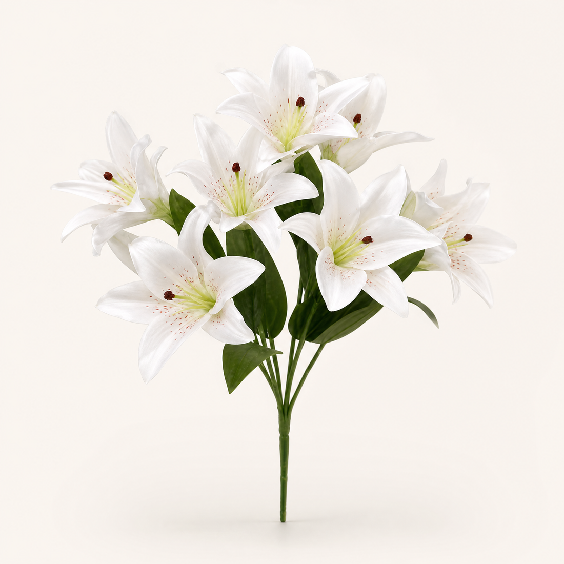 Silk Lily Bouquet – 7 Bloom Faux Floral Stems for Wedding, Home Decor and Gifting