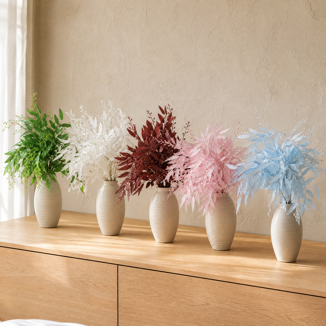 Artificial Willow Leaf Stems – Faux Greenery Bouquet for Home Vase Decor