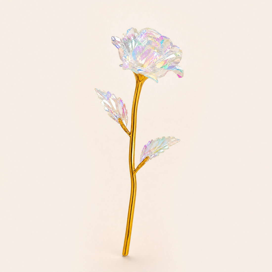 Artificial Crystal Rose – Gold Stem Foil Flower Valentine Anniversary Wedding Gift