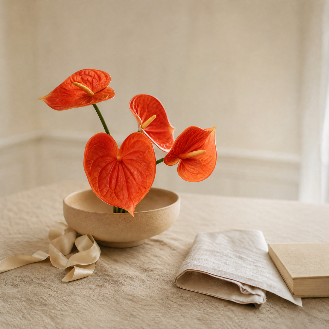 Faux Anthurium Stem Bundle – Real Touch PU Flower, Home and Wedding Decor
