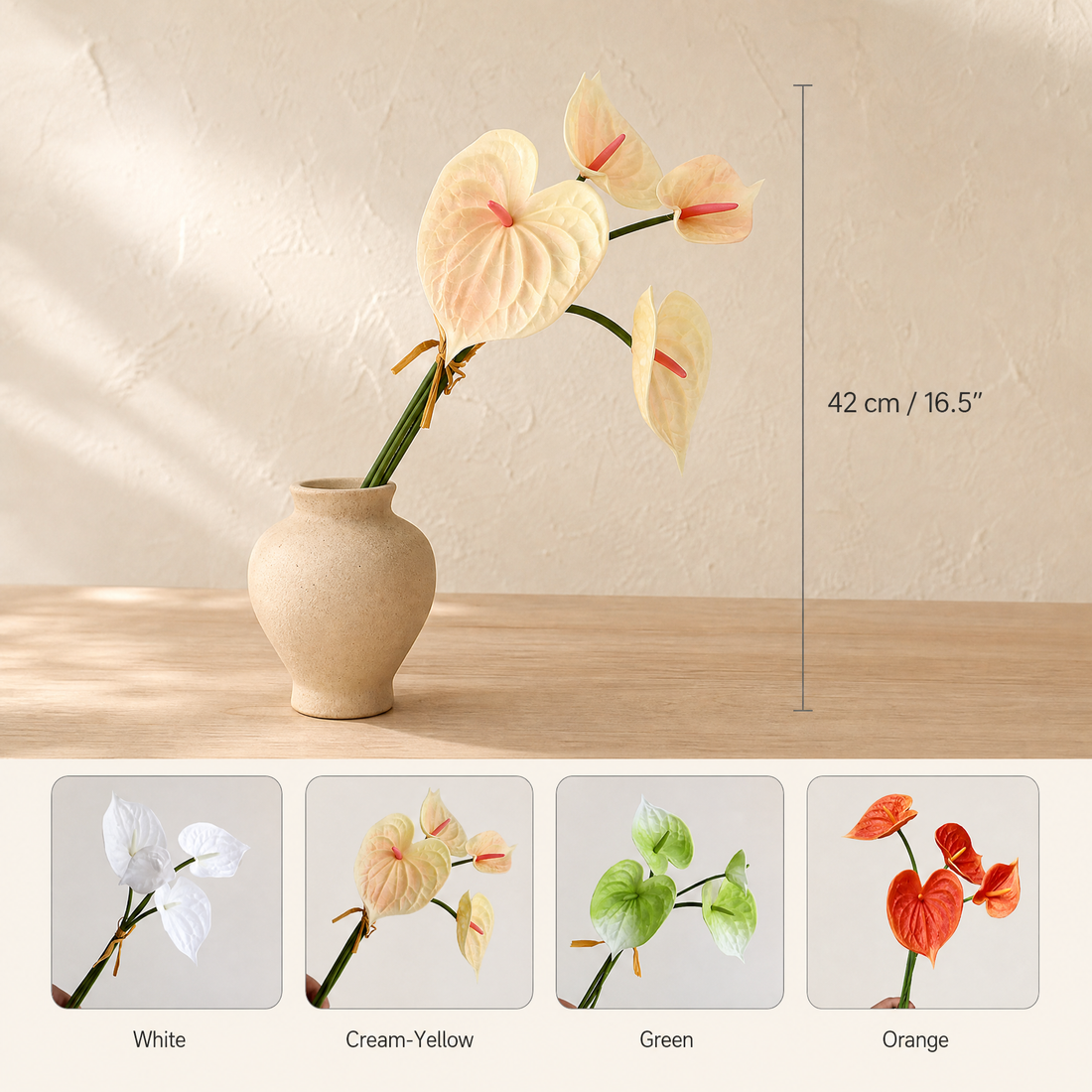 Faux Anthurium Stem Bundle – Real Touch PU Flower, Home and Wedding Decor