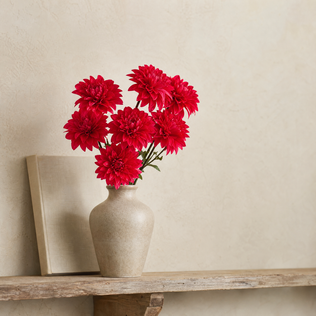 Faux Dahlia Bouquet 7 Heads – Faux Flowers for Wedding Table Centerpiece Home Decor