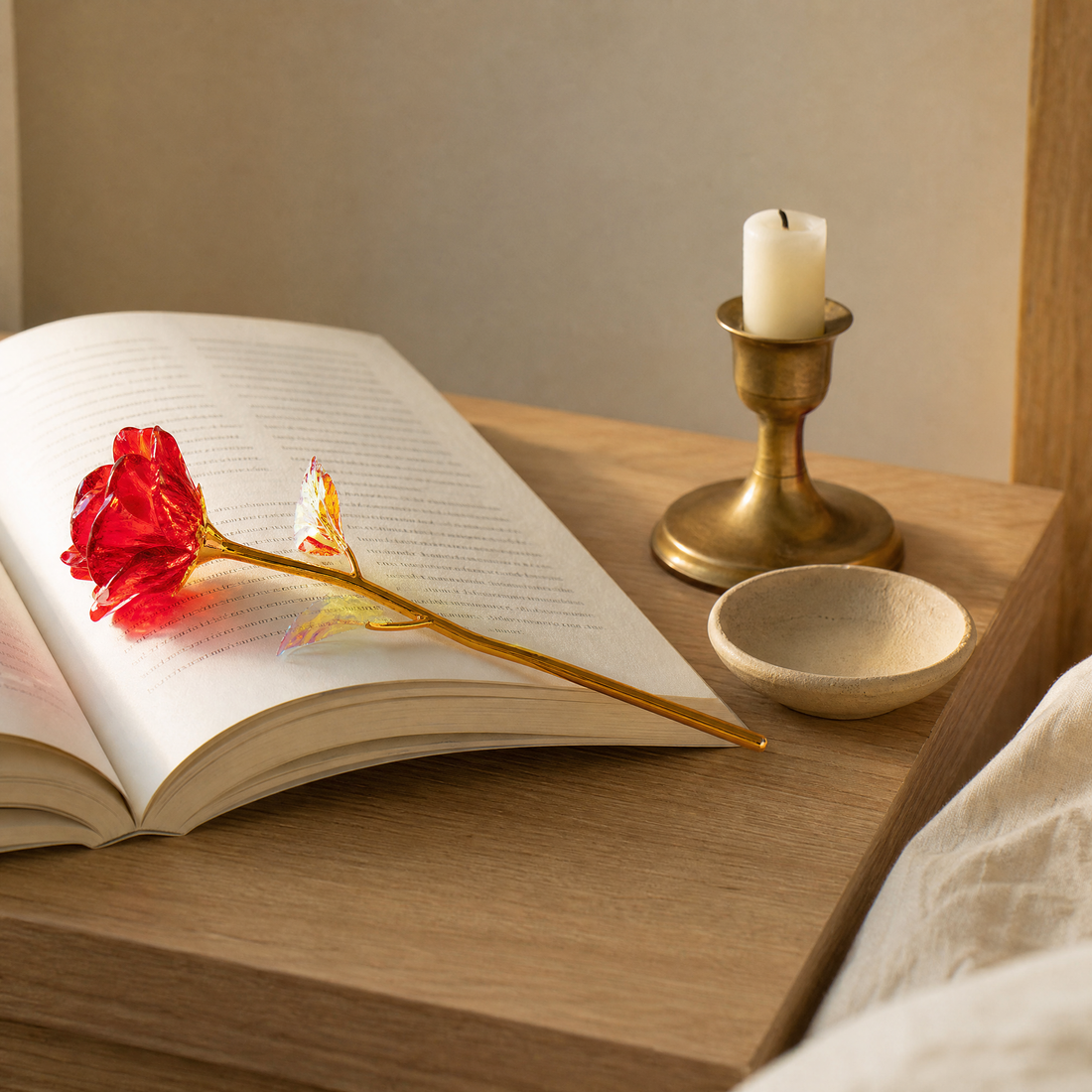 Artificial Crystal Rose – Gold Stem Foil Flower Valentine Anniversary Wedding Gift