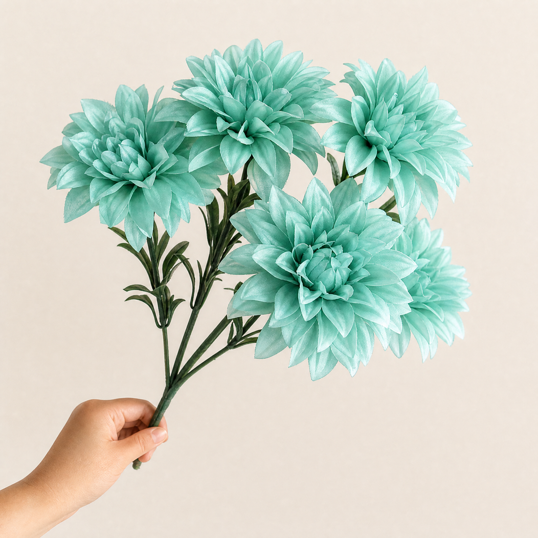 Faux Dahlia Bouquet 7 Heads – Faux Flowers for Wedding Table Centerpiece Home Decor
