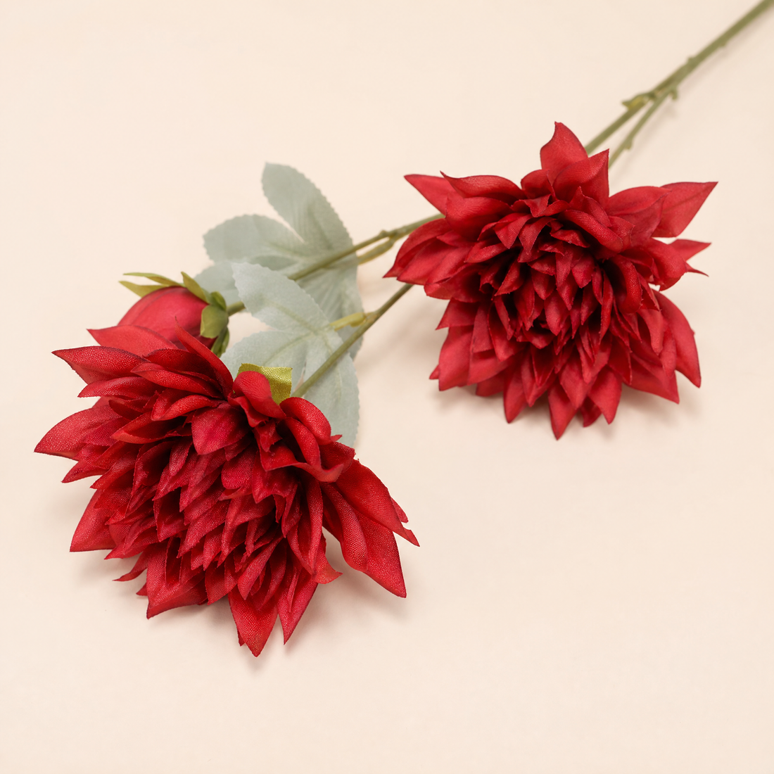 Artificial Dahlia Stem 3 Heads – Faux Silk Flower for Vase Wedding Home Decor