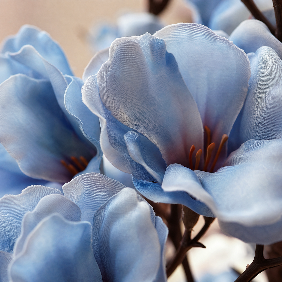 Faux Magnolia Stem Bouquet – 20 Head Silk Flower Arrangement Wedding Table Decor