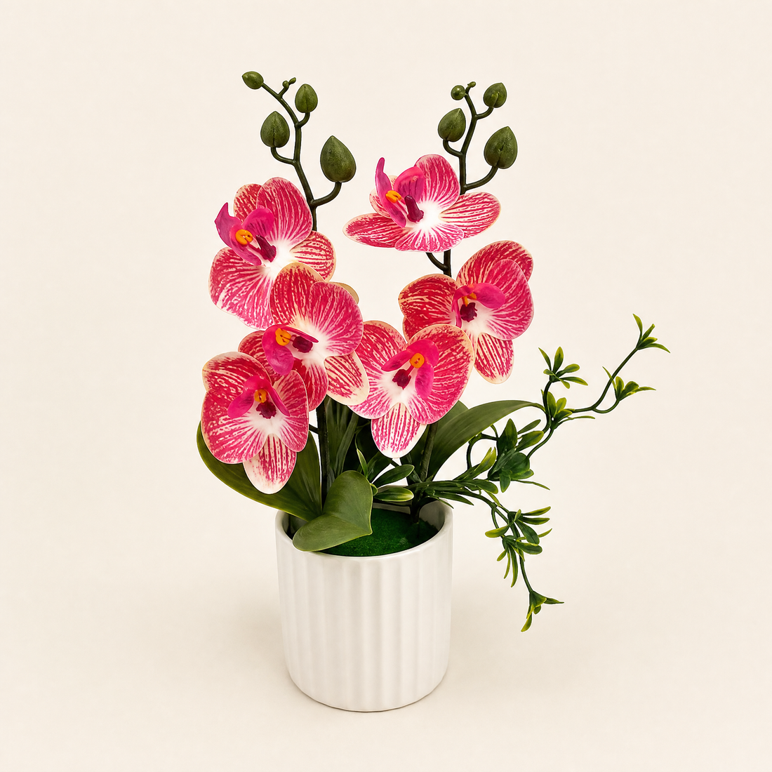Artificial Orchid Pot Plant – Silk 6 Bloom Butterfly Bonsai, Home and Desk Decoration