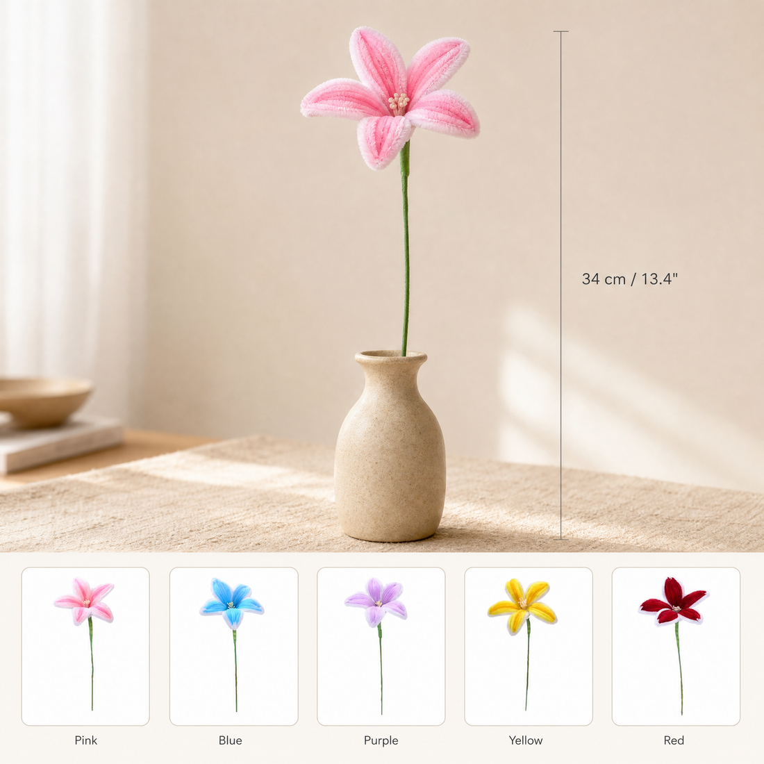 Lily Chenille Pipe Cleaner Stems – DIY Craft Flowers Kids Activity Set