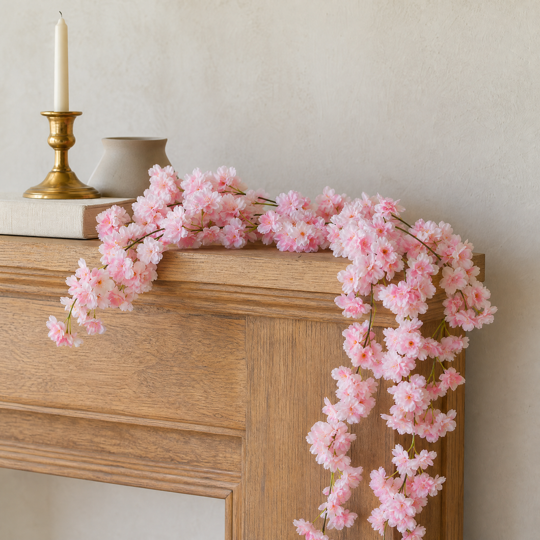 Artificial Cherry Blossom Garland – Faux Sakura Vine for Wedding Arch and Home Decor