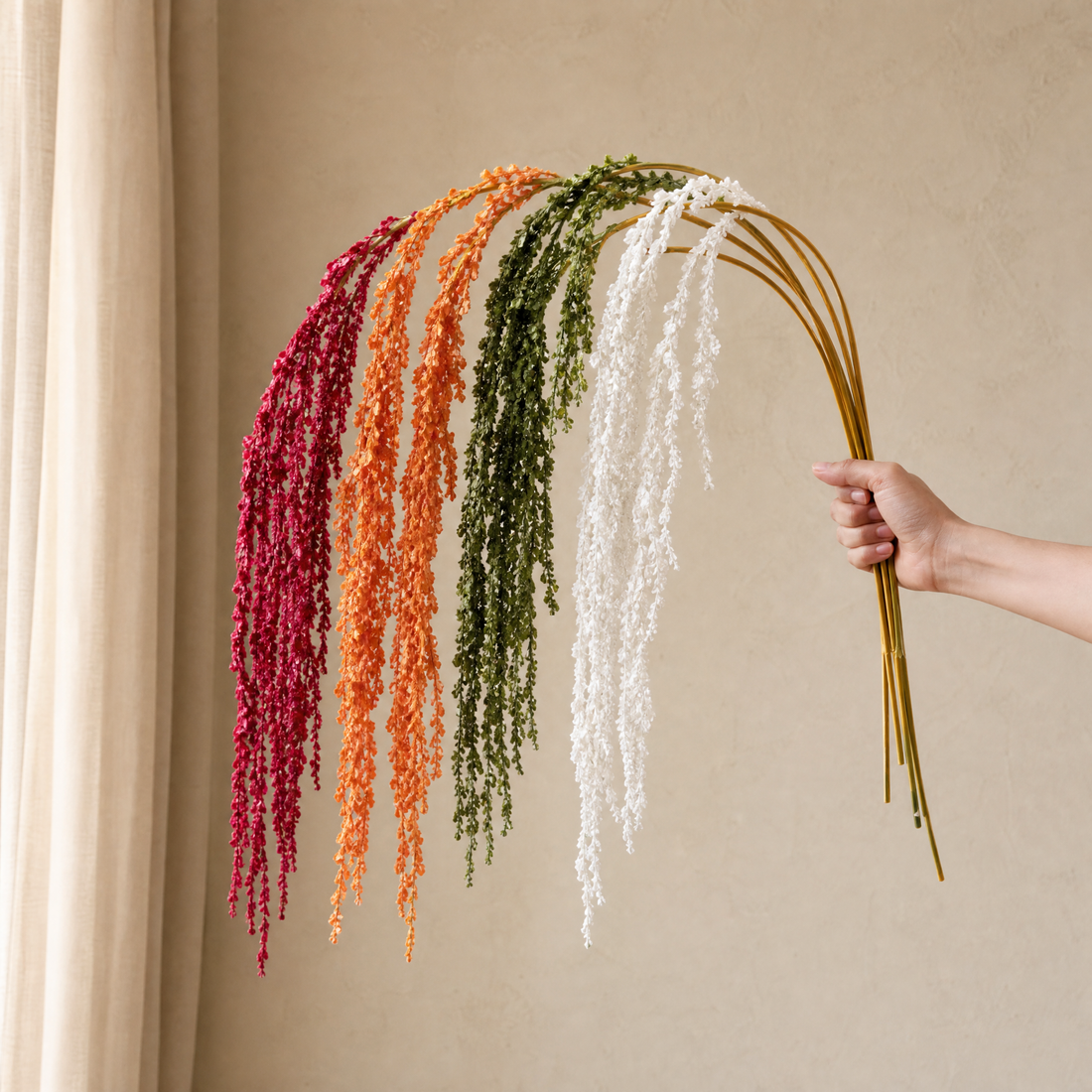Faux Hanging Amaranthus Stem – Silk Trailing Spray for Wedding Floral Arrangements