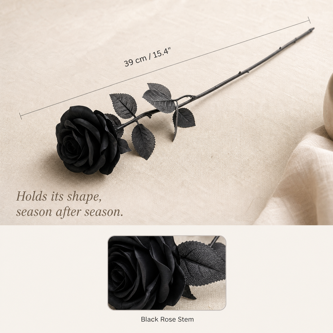 Artificial Black Rose – Silk Artificial Flowers for Gothic Home and Wedding Decor