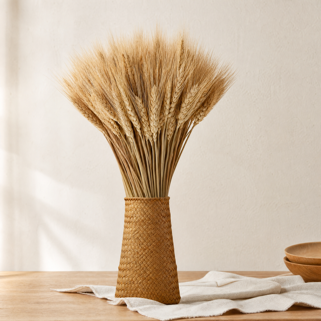 Dried Wheat Ears Bunch – Natural Botanical Stems for Bouquets, Wreaths and Home Decor