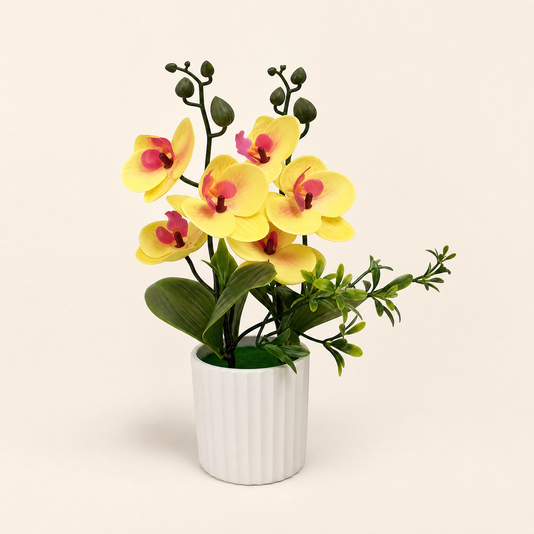 Artificial Orchid Pot Plant – Silk 6 Bloom Butterfly Bonsai, Home and Desk Decoration
