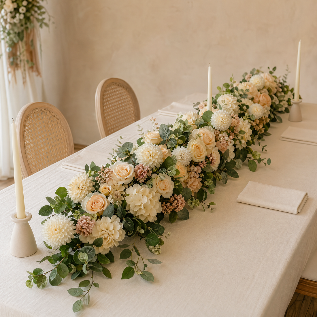 Artificial Flower Row 100cm – Wedding Arch Backdrop Table Centerpiece Floral Decor