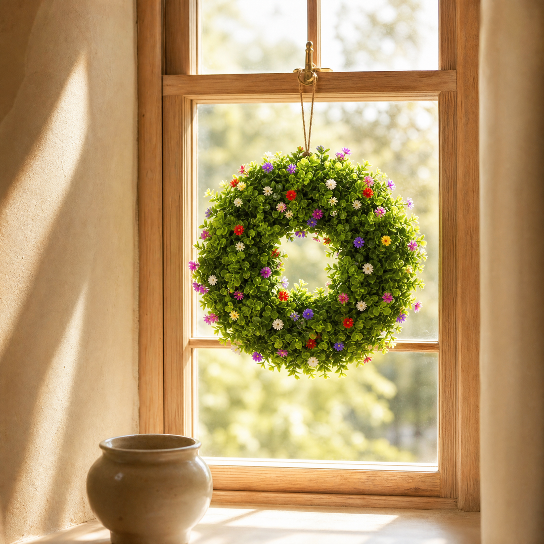 Artificial Eucalyptus Wreath – Faux Greenery Front Door Wall Spring Decor