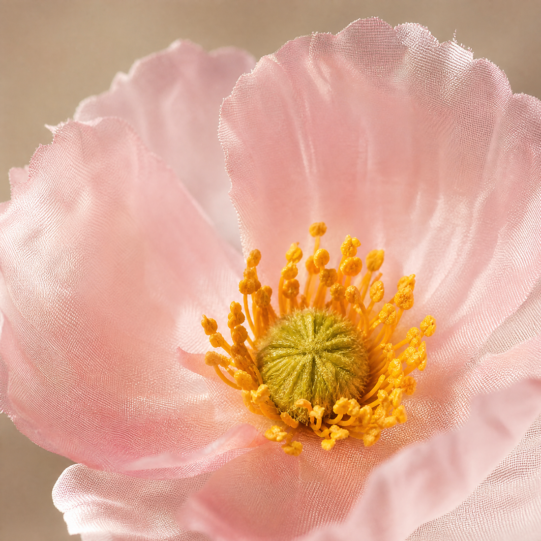 Silk Poppy Stem Faux Flowers – 4 Head Spray for Wedding and Home Decor