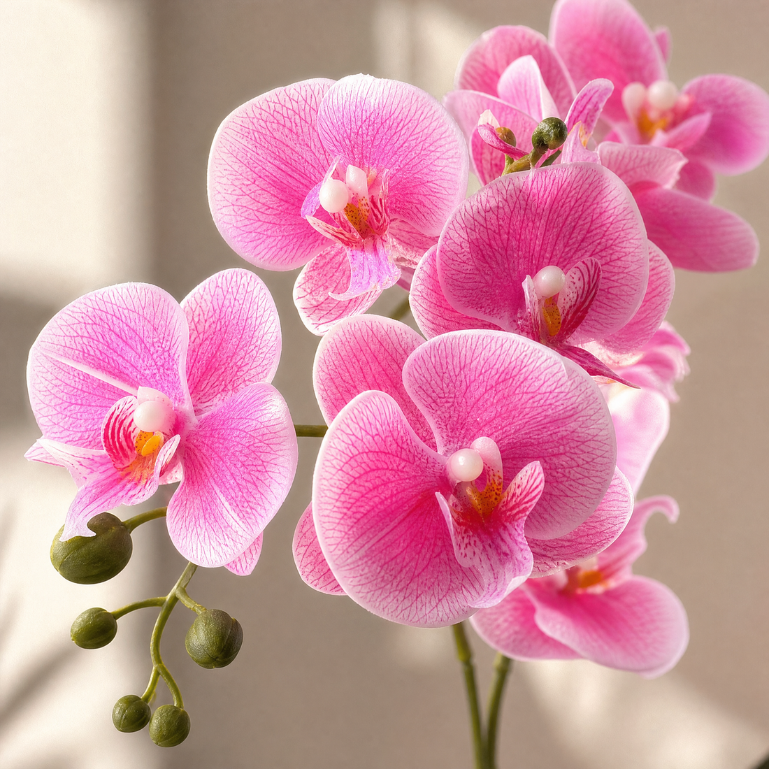 Faux Orchid Arrangement in Pot – Silk Phalaenopsis Bonsai Home Office Desk Decor