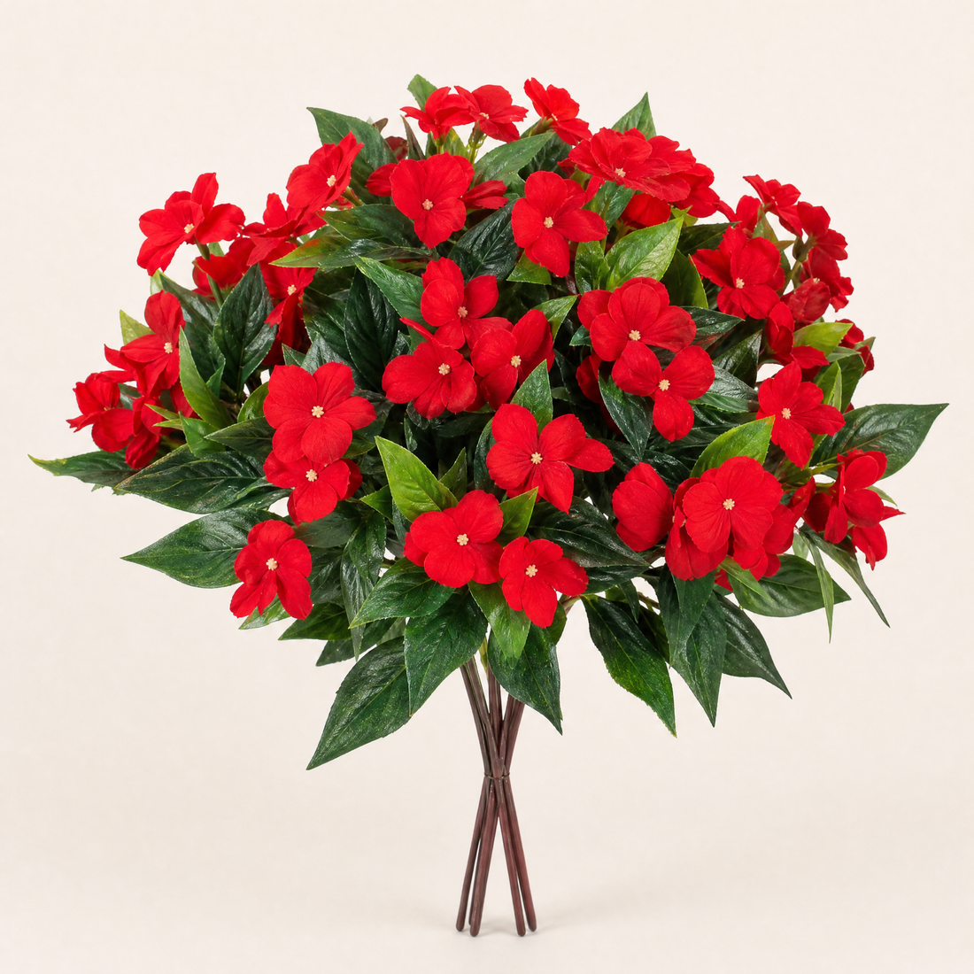 Artificial Impatiens Bouquet – Silk Flower Bush for Wedding Table Home Decor