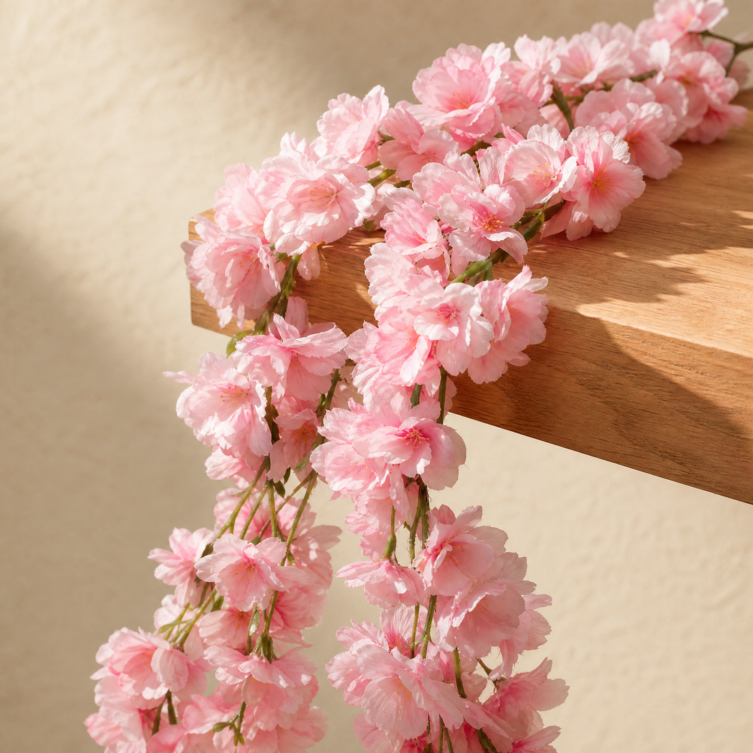 Artificial Cherry Blossom Garland – Faux Sakura Vine for Wedding Arch and Home Decor