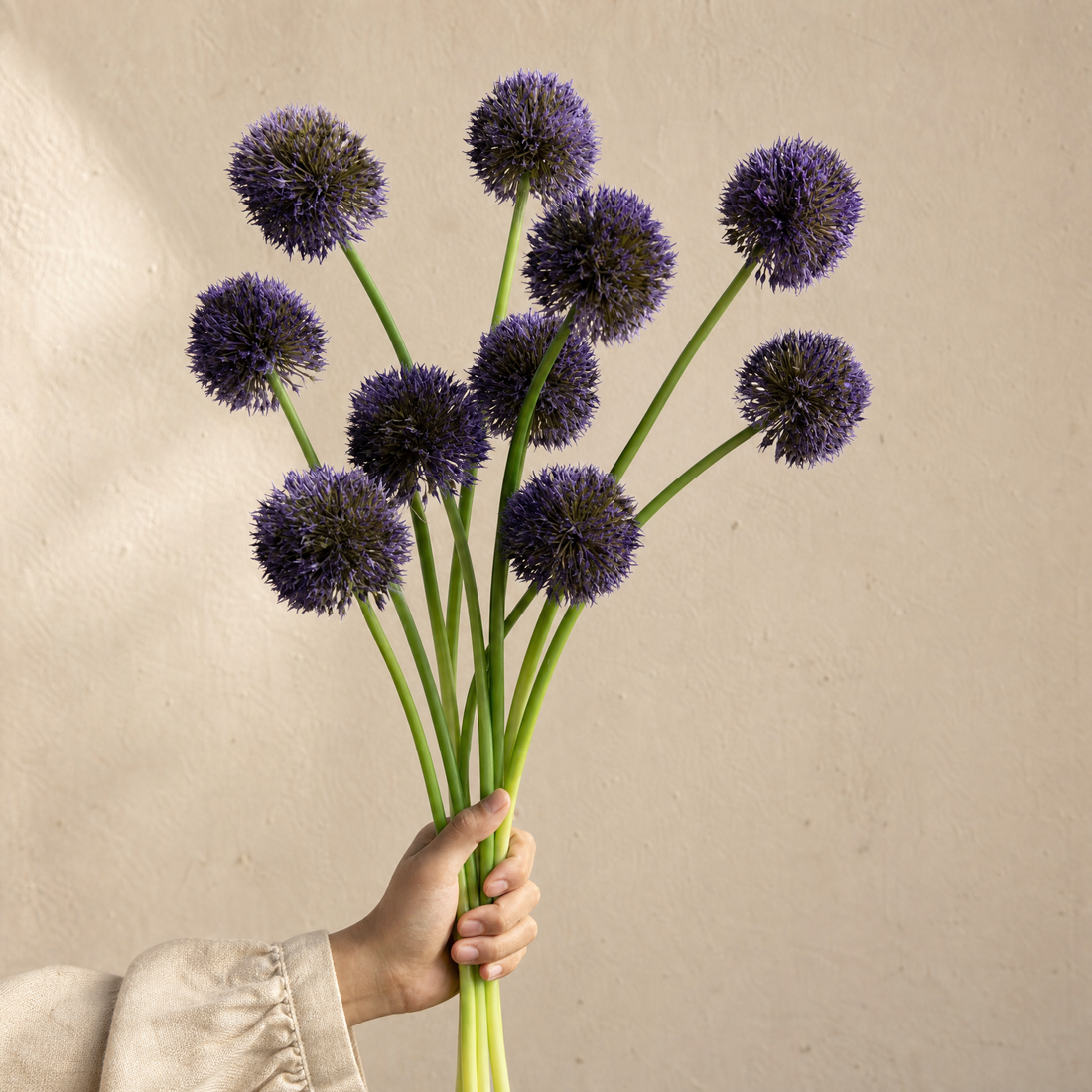 Faux Allium Stems Set of 10 – Round Ball Flowers for Vase, Wedding and Home Decor