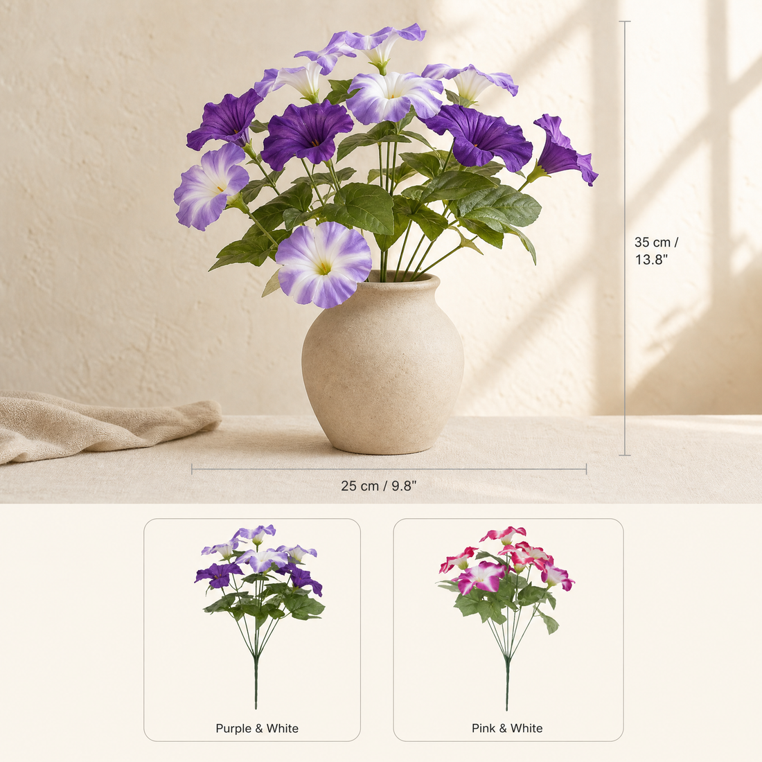 Artificial Petunia Flowers – Faux Silk Outdoor Garden Balcony Decor