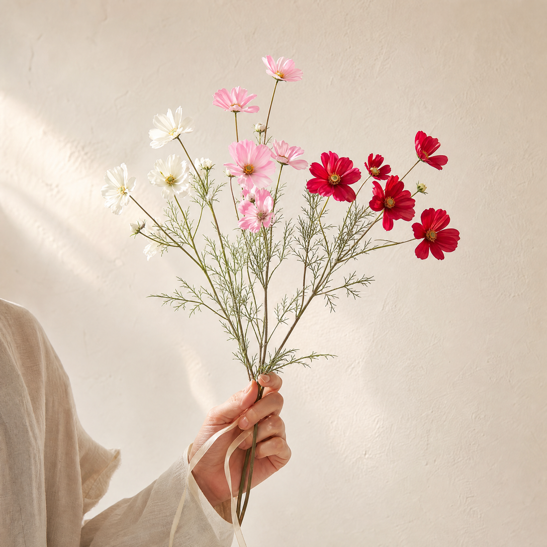 Faux Cosmos Flower Stem – Silk Flocked, 60 cm, Wedding Table Arrangement Decor