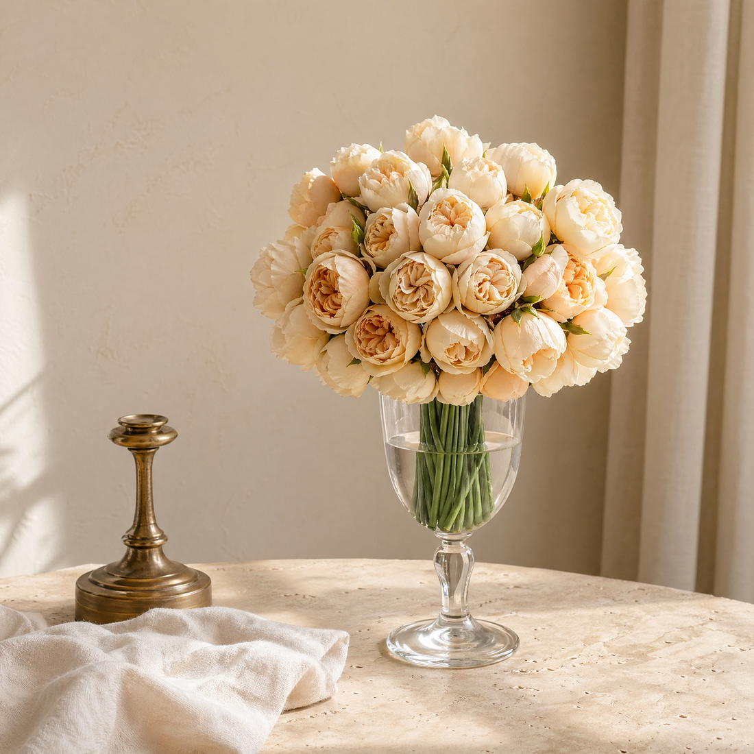 Artificial Peony Bouquet 27 Stems – Silk Fake Flowers for Vase Home Wedding Decor