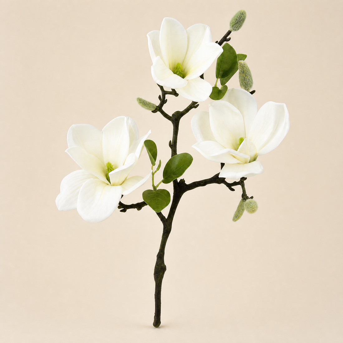 Faux Magnolia Stem – Realistic Single Branch, Home Decor Floral Arrangement