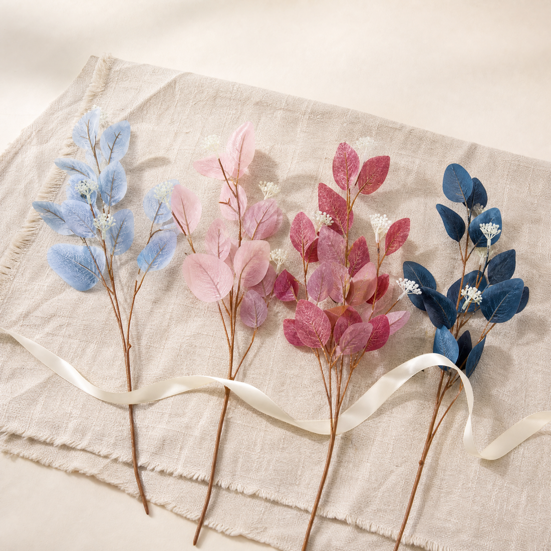 Silk Eucalyptus Stem with Fruit – Faux Botanical Branch for Wedding and Home Decor
