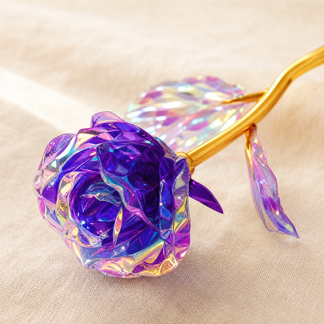 Artificial Crystal Rose – Gold Stem Foil Flower Valentine Anniversary Wedding Gift
