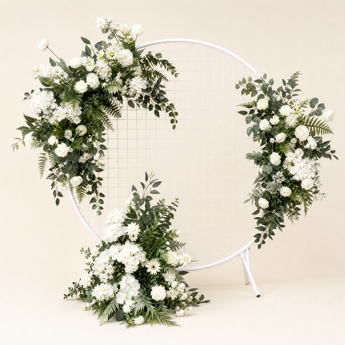 Silk Flower Arch Arrangement – Round Wedding Backdrop Floral Decor Display Stand