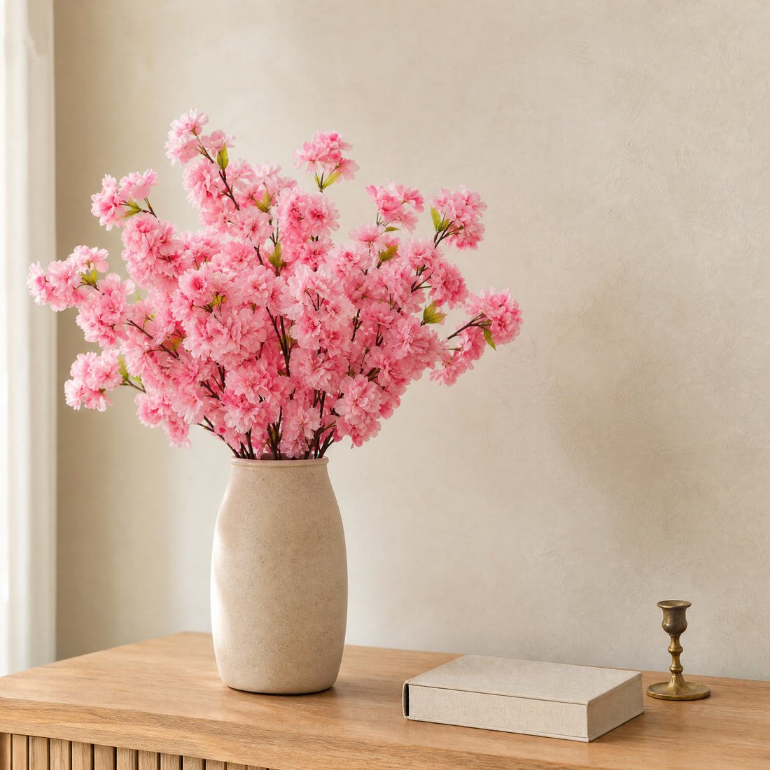 Sakura Artificial Flower Stems – Silk Faux Cherry Blossom Branch Home Decor