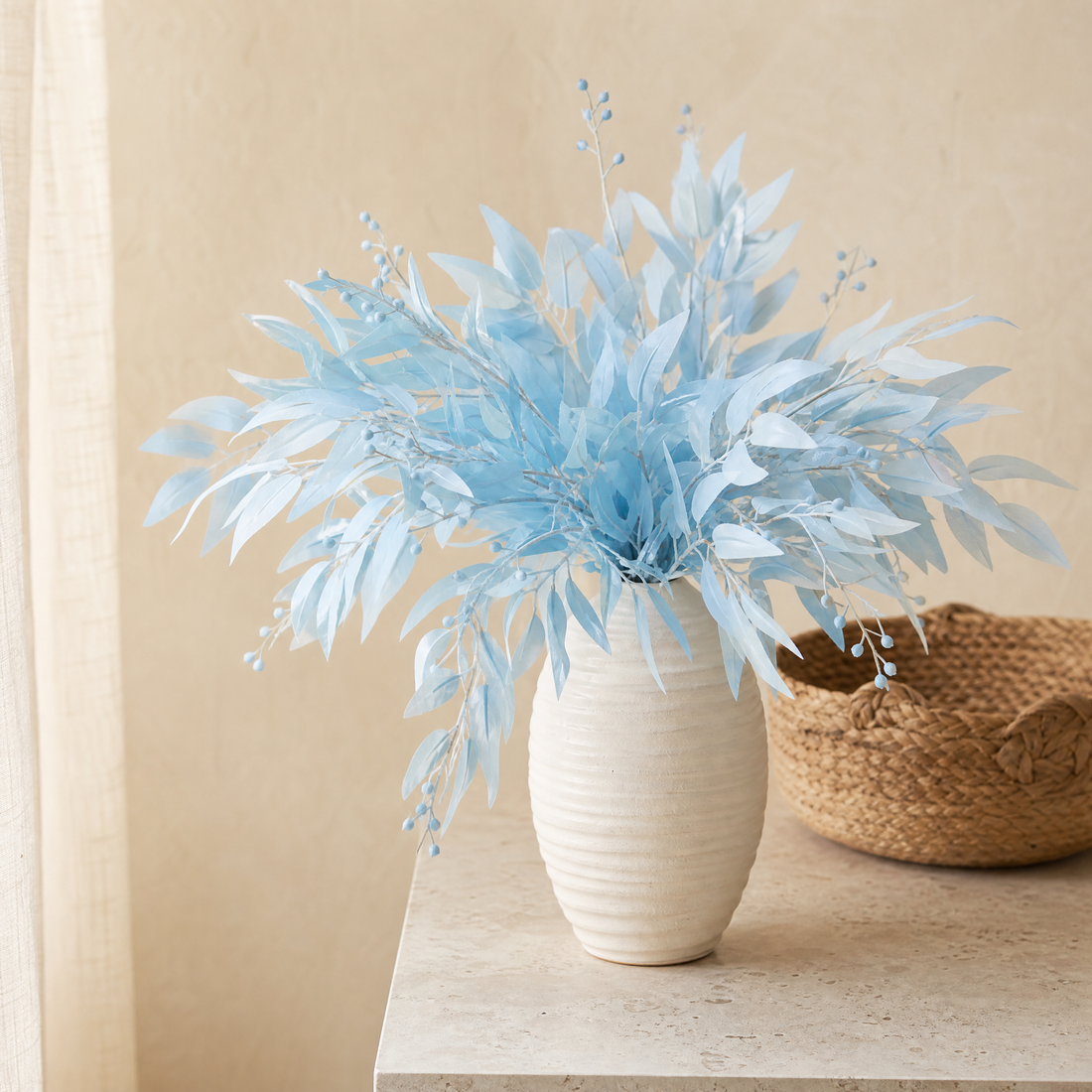 Artificial Willow Leaf Stems – Faux Greenery Bouquet for Home Vase Decor