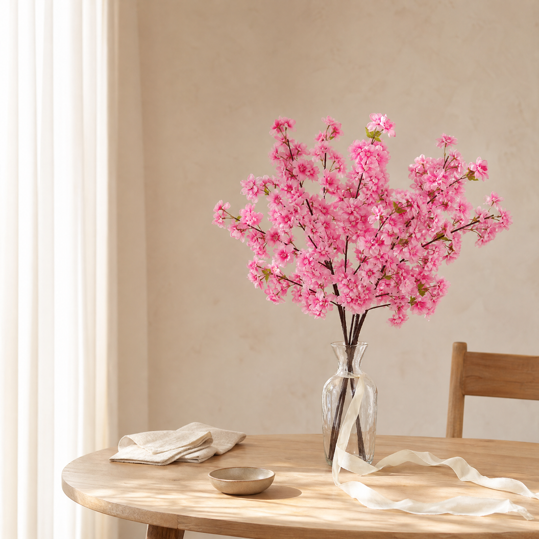 Sakura Artificial Flower Stems – Silk Faux Cherry Blossom Branch Home Decor
