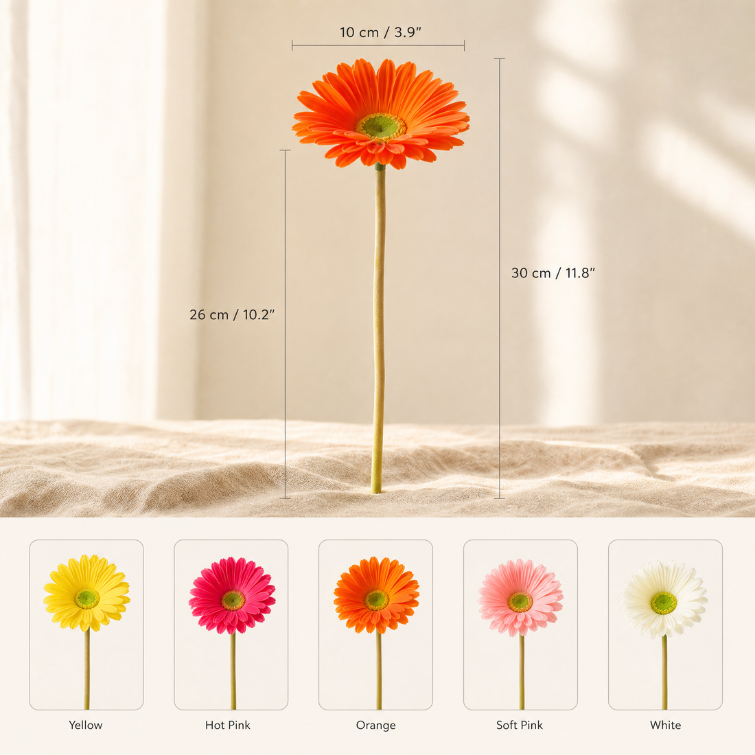 Artificial Gerbera Daisy Stems – Faux PU Flowers for Wedding Home Office Decor