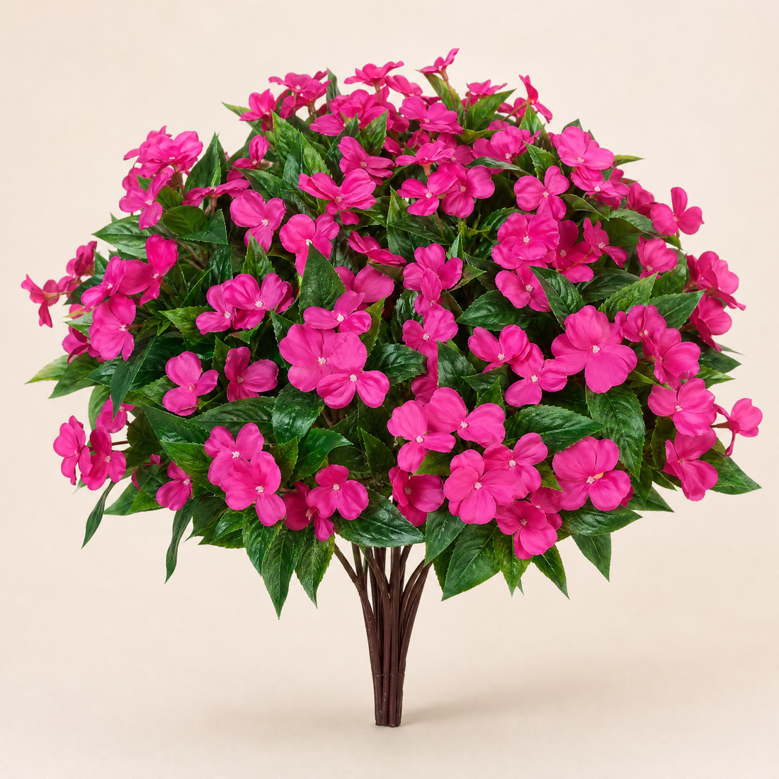 Artificial Impatiens Bouquet – Silk Flower Bush for Wedding Table Home Decor