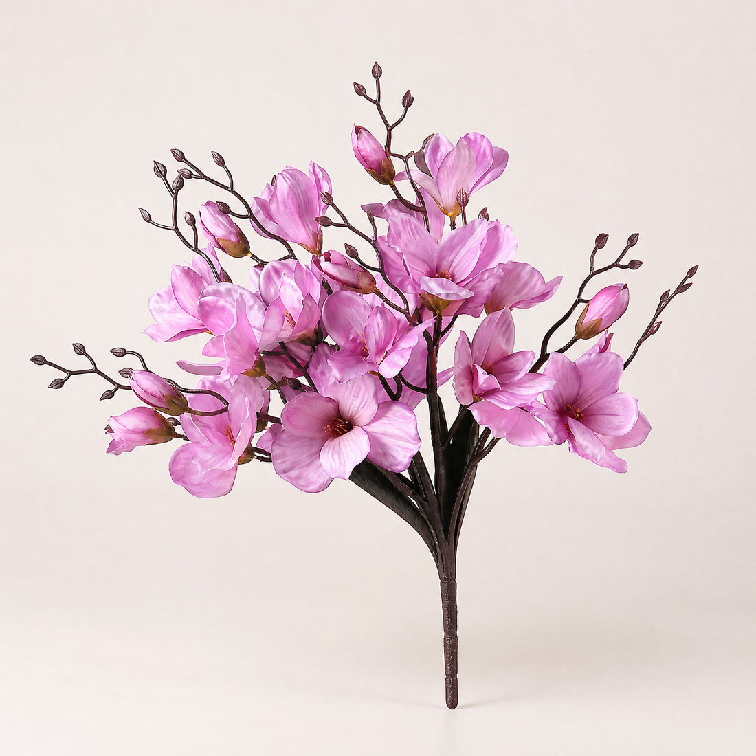 Faux Magnolia Stem Bouquet – 20 Head Silk Flower Arrangement Wedding Table Decor